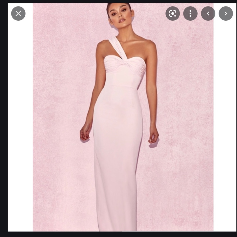 House of CB Pale Pink One-Shoulder Maxi Dress